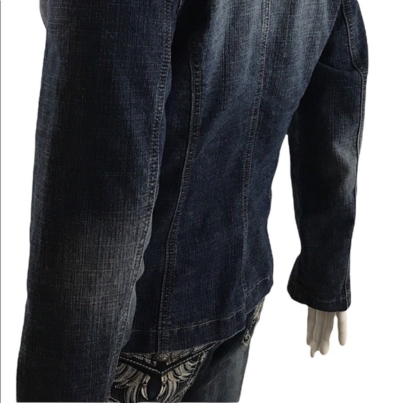 Y2K Vintage Jean Jacket BACCINI Embellished Denim Blue Jean Blazer Medium - Picture 3 of 11